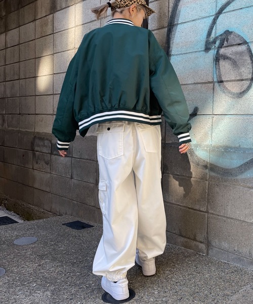 WEGO（ウィゴー）の「WEGO/ラインリブショートスタジャン（スタジャン・レディース・グリーン/ホワイト/ブラック・FREE）」の13枚目の写真