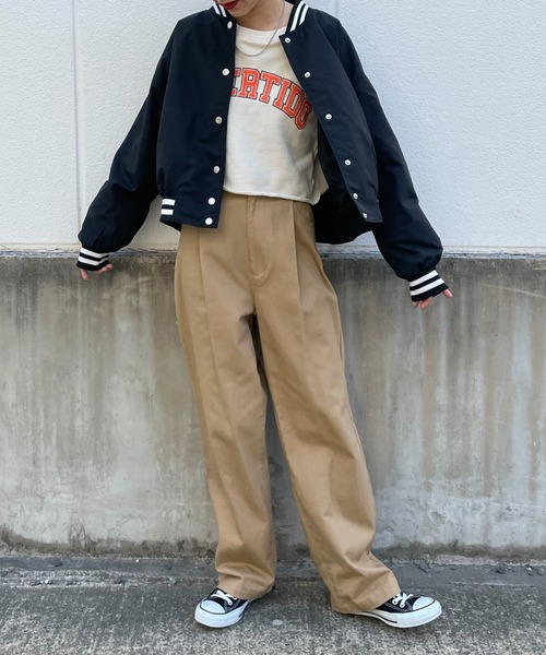 WEGO（ウィゴー）の「WEGO/ラインリブショートスタジャン（スタジャン・レディース・グリーン/ホワイト/ブラック・FREE）」の8枚目の写真