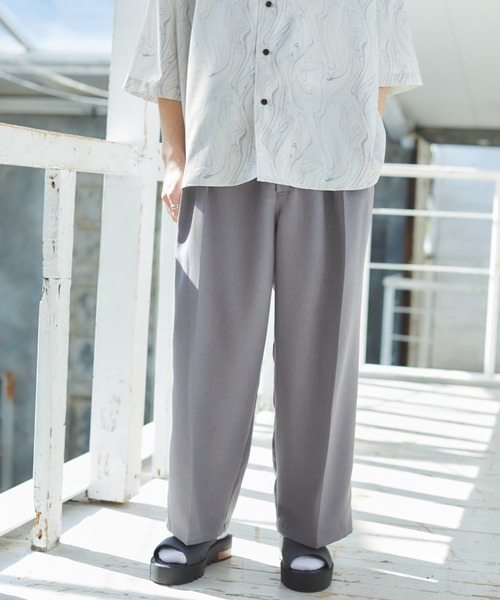 CASPER JOHN（キャスパージョン）の「Action texture tapered wide slacks/アクションテクスチャーテーパードワイドスラックス（スラックス・メンズ・チャコールグレー/ライトグレー/ブラック/ネイビー/ブラウン/ブルー/オレンジ・SMALL/MEDIUM/LARGE）」の18枚目の写真