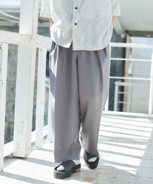 CASPER JOHN（キャスパージョン）の「Action texture tapered wide slacks/アクションテクスチャーテーパードワイドスラックス（スラックス・メンズ・チャコールグレー/ライトグレー/ブラック/ネイビー/ブラウン/ブルー/オレンジ・SMALL/MEDIUM/LARGE）」の20枚目の写真