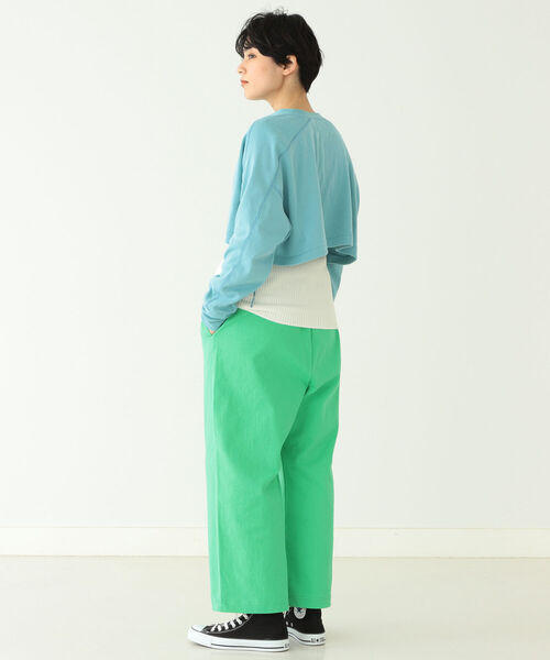 BEAMS BOY(ビームスボーイ)の「BEAMS BOY / ミリタリー リブ ショート ヘンリーネック(Tシャツ/カットソー・レディース・チャコールグレー/ブルー系その他/ホワイト系その他7・ONE SIZE)」の13枚目の写真