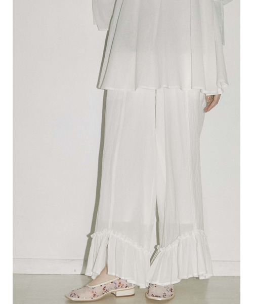 merry jenny（メリージェニー）の「cottonリラクシーフレアフレアパンツ（その他パンツ・レディース・ブラック/オフホワイト/ブラウン・FREE）」の2枚目の写真