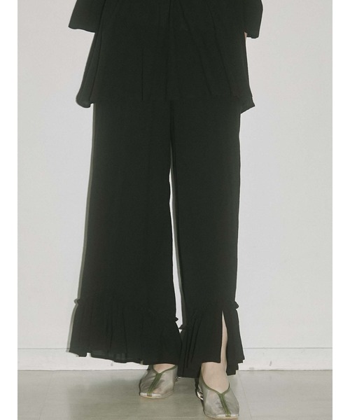 merry jenny（メリージェニー）の「cottonリラクシーフレアフレアパンツ（その他パンツ・レディース・ブラック/オフホワイト/ブラウン・FREE）」の3枚目の写真