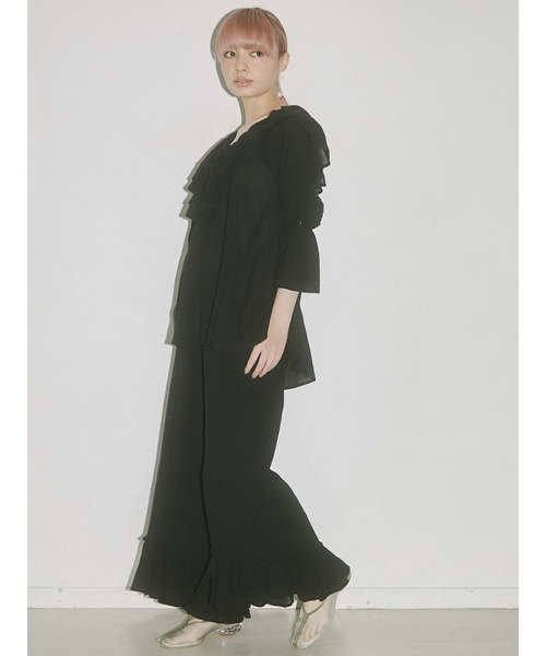 merry jenny（メリージェニー）の「cottonリラクシーフレアフレアパンツ（その他パンツ・レディース・ブラック/オフホワイト/ブラウン・FREE）」の22枚目の写真