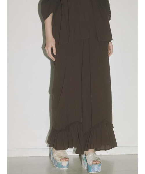 merry jenny（メリージェニー）の「cottonリラクシーフレアフレアパンツ（その他パンツ・レディース・ブラック/オフホワイト/ブラウン・FREE）」の5枚目の写真