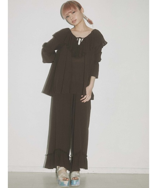 merry jenny（メリージェニー）の「cottonリラクシーフレアフレアパンツ（その他パンツ・レディース・ブラック/オフホワイト/ブラウン・FREE）」の18枚目の写真