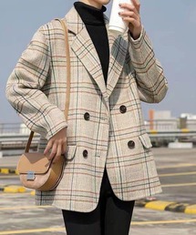 DAY CLOSET | レディース メルトン風チェック柄テーラードジャケット(テーラードジャケット)