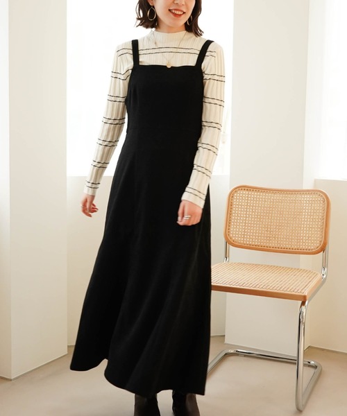 Cheek（チーク）の「インナーニットトップス＋マーメイドジャンスカ（ジャンパースカート・レディース・ブラック/ベージュ・MEDIUM）」の16枚目の写真