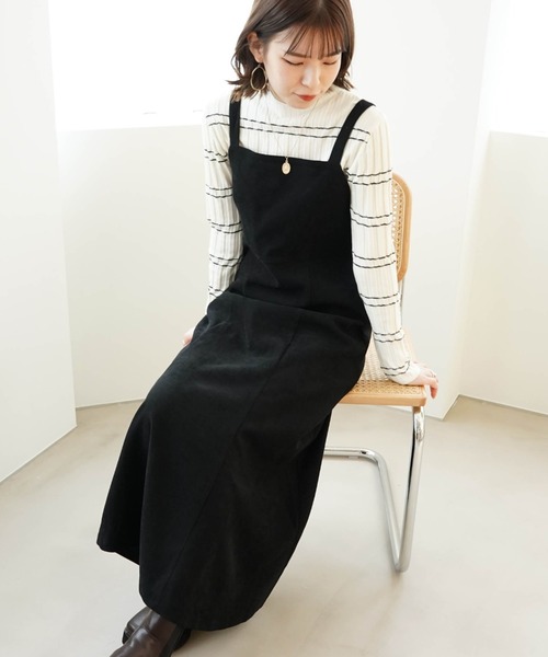 Cheek（チーク）の「インナーニットトップス＋マーメイドジャンスカ（ジャンパースカート・レディース・ブラック/ベージュ・MEDIUM）」の19枚目の写真