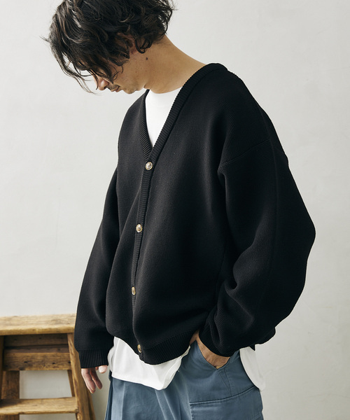 JOURNAL STANDARD relume（ジャーナルスタンダード　レリューム）の「【カーディガン+カットソーの2点SET】リサイクルポリ ニットカーディガン（カーディガン/ボレロ・メンズ・ブラック/ベージュ/グレー/オレンジ/ブルー/グリーン/マスタード/グリーン系その他・MEDIUM/LARGE）」の2枚目の写真