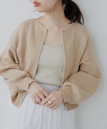natural couture | 上品なパール使いが目を惹くパールトリムクルーネックカーディガン(カーディガン/ボレロ)
