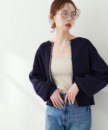 natural couture | 上品なパール使いが目を惹くパールトリムクルーネックカーディガン(カーディガン/ボレロ)