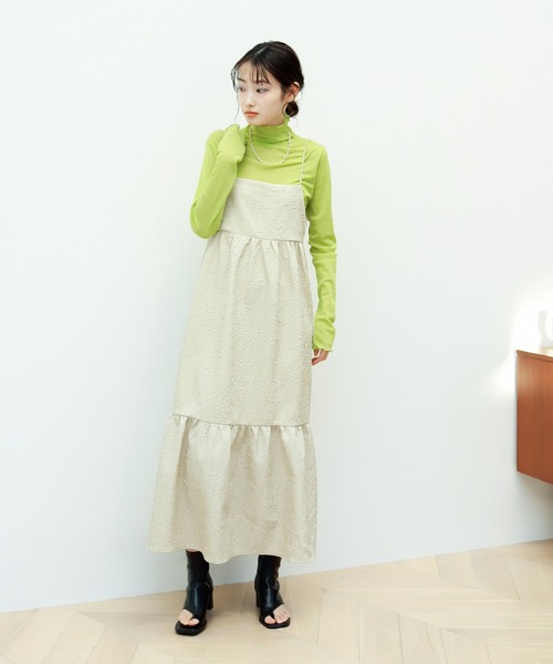 膨れジャガードキャミワンピース