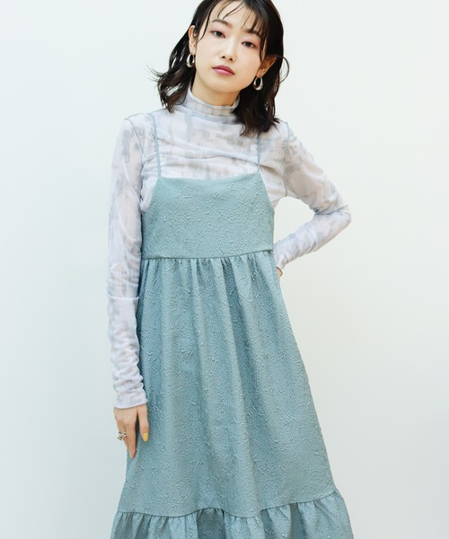 膨れジャガードキャミワンピース