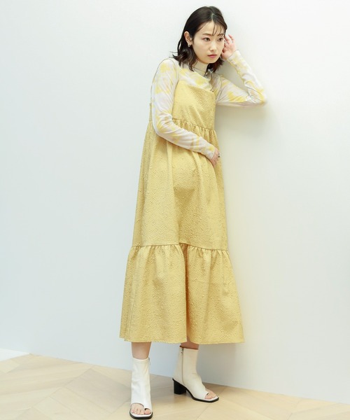 膨れジャガードキャミワンピース