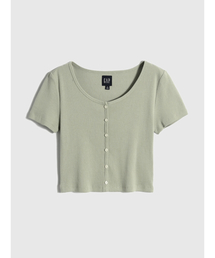 GAP | リブ クロップド半袖トップス(Tシャツ/カットソー)