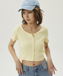 GAP | リブ クロップド半袖トップス(Tシャツ/カットソー)