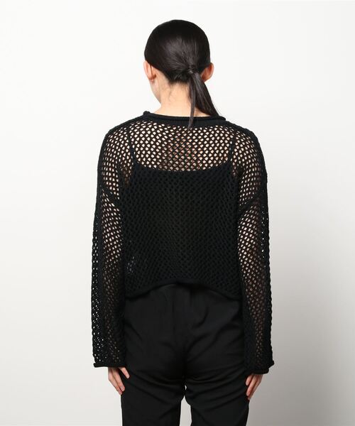 ANGIE（アンジー）の「透かし編みメッシュショートニット（ニット/セーター・レディース・ブラック/グリーン/ベージュ/オフホワイト・FREE）」の15枚目の写真