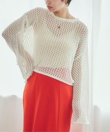ANGIE | 透かし編みメッシュショートニット(ニット/セーター)