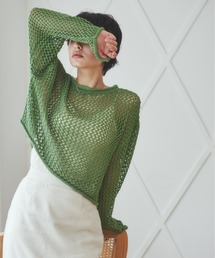 ANGIE | 透かし編みメッシュショートニット(ニット/セーター)