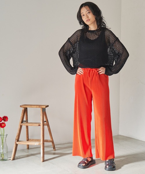 ANGIE（アンジー）の「透かし編みメッシュショートニット（ニット/セーター・レディース・ブラック/グリーン/ベージュ/オフホワイト・FREE）」の16枚目の写真