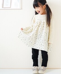 SHOO・LA・RUE（シューラルー）の「◆【90-130cm】テレコ×花柄ドッキングチュニックワンピース（チュニック・キッズ）」