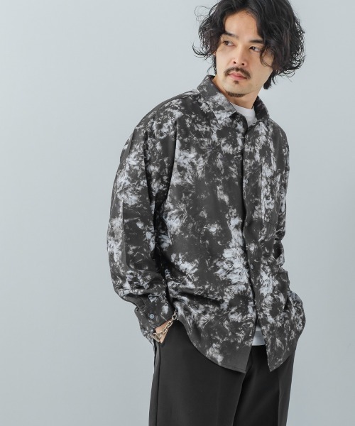 improves（インプローブス）の「とろみジョーゼット 総柄プリント シャツ セットアップ対応（シャツ/ブラウス・メンズ・A/ホワイト/ブラック/チャコールグレー/ブルー/グリーン/B/ライトグレー/アイボリー・LARGE/MEDIUM）」の15枚目の写真