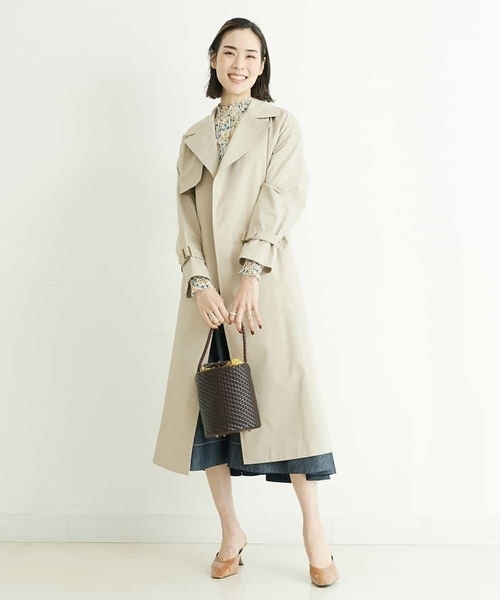 MICHEL KLEIN（ミッシェル・クラン）の「【洗える】Aライントレンチコート（トレンチコート・レディース・ネイビー/グリーン/ライトベージュ・38）」の6枚目の写真