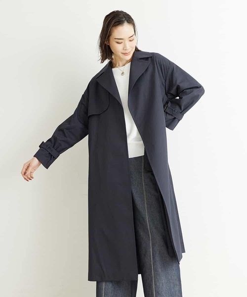 MICHEL KLEIN（ミッシェル・クラン）の「【洗える】Aライントレンチコート（トレンチコート・レディース・ネイビー/グリーン/ライトベージュ・38）」の7枚目の写真