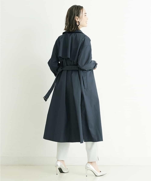 【中古】ミッシェルクラン MICHEL  洗えるAライントレンチコート 22SS 38 紺 ネイビー レディース MICHEL KLEIN（ミッシェル・クラン）の「【洗える】Aライントレンチ
