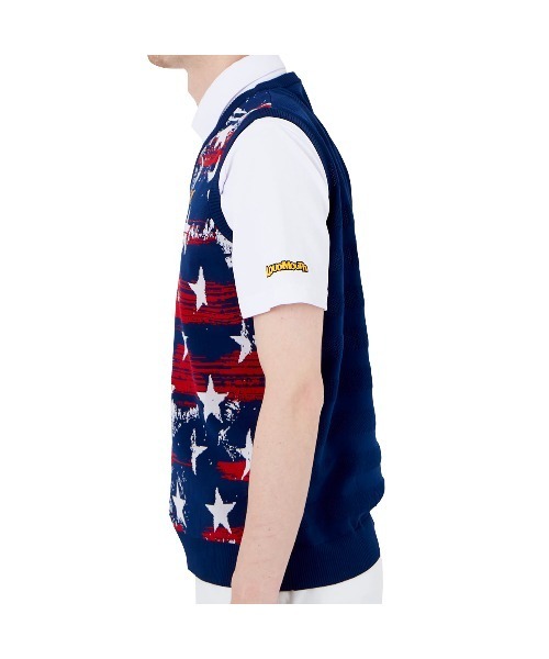 Loudmouth(ラウドマウス)の「LOUDMOUTH/ラウドマウス ゴルフウェア 星柄 軽量 ニット メッシュ編み Vネック ベスト(ベスト・メンズ・ブラック/ネイビー/ホワイト・LL/XXL/XL/L/M)」の17枚目の写真