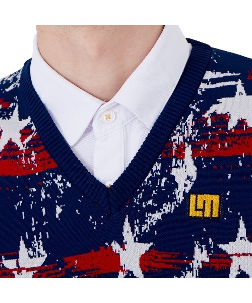 Loudmouth(ラウドマウス)の「LOUDMOUTH/ラウドマウス ゴルフウェア 星柄 軽量 ニット メッシュ編み Vネック ベスト(ベスト・メンズ・ブラック/ネイビー/ホワイト・LL/XXL/XL/L/M)」の19枚目の写真