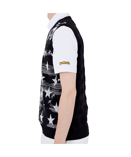 Loudmouth(ラウドマウス)の「LOUDMOUTH/ラウドマウス ゴルフウェア 星柄 軽量 ニット メッシュ編み Vネック ベスト(ベスト・メンズ・ブラック/ネイビー/ホワイト・LL/XXL/XL/L/M)」の12枚目の写真