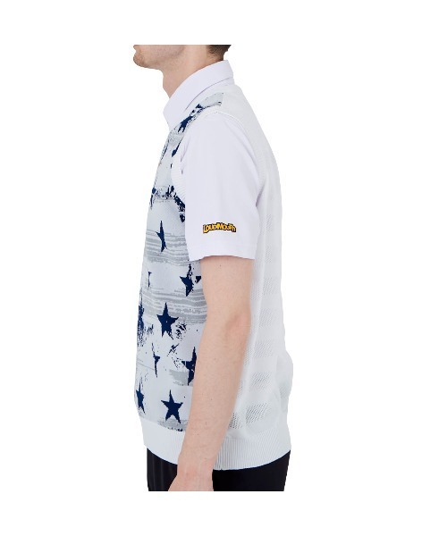 Loudmouth(ラウドマウス)の「LOUDMOUTH/ラウドマウス ゴルフウェア 星柄 軽量 ニット メッシュ編み Vネック ベスト(ベスト・メンズ・ブラック/ネイビー/ホワイト・LL/XXL/XL/L/M)」の7枚目の写真