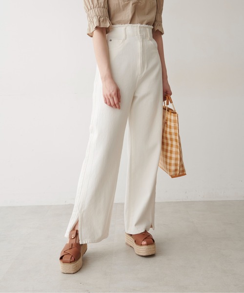 FREE'S MART（フリーズマート）の「【Sシリーズ対応】◆ウエスト断ち切りワイドデニムパンツ（デニムパンツ・レディース・ホワイト/オレンジ/ブルー・SMALL/MEDIUM/X-SMALL）」の2枚目の写真