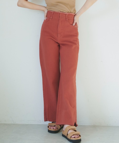 FREE'S MART（フリーズマート）の「【Sシリーズ対応】◆ウエスト断ち切りワイドデニムパンツ（デニムパンツ・レディース・ホワイト/オレンジ/ブルー・SMALL/MEDIUM/X-SMALL）」の13枚目の写真