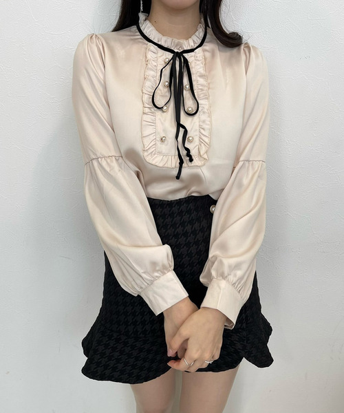 TITTY&CO.（ティティーアンドコー）の「【TITTY&CO.】ヘムフリルチドリスカパン（スカート・レディース・ベージュ/ブラック・MEDIUM/SMALL）」の15枚目の写真