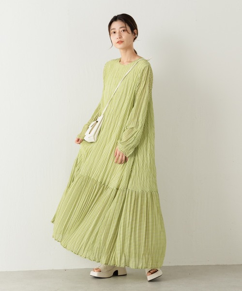 Kastane(カスタネ)の「ギンガムワッシャーティアードドレス(ワンピース・レディース・グリーン/ブラック・FREE)」の15枚目の写真