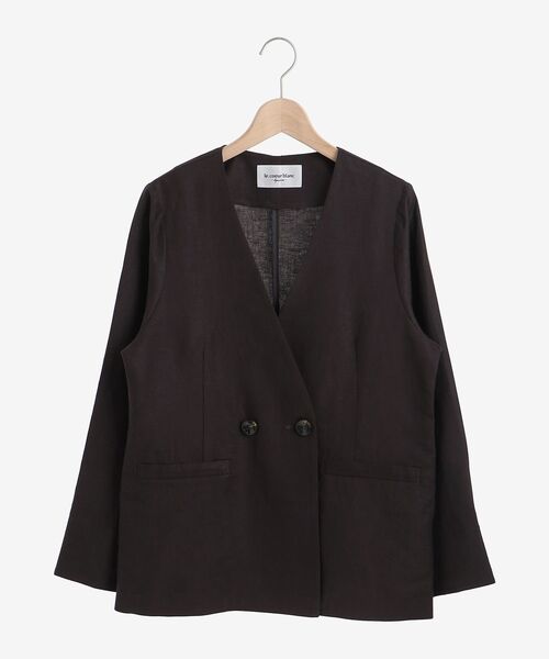 le.coeur blanc（ルクールブラン）の「イージーケア麻ノーカラージャケット（ノーカラージャケット・レディース・ベージュ/キャメル/ネイビー/ブラウン・38）」の5枚目の写真