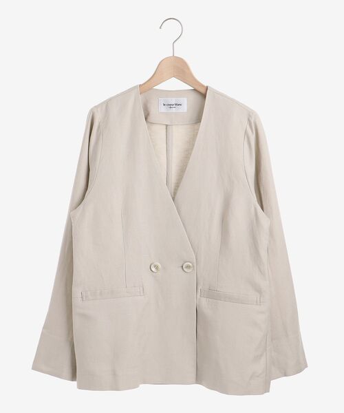 le.coeur blanc（ルクールブラン）の「イージーケア麻ノーカラージャケット（ノーカラージャケット・レディース・ベージュ/キャメル/ネイビー/ブラウン・38）」の14枚目の写真