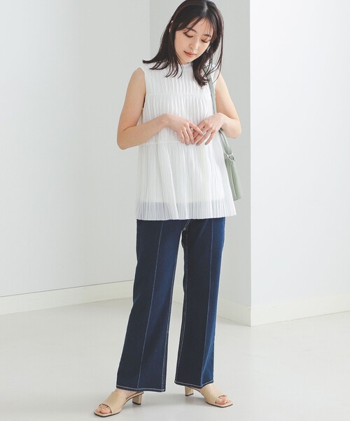 BEAMS HEART（ビームスハート）の「BEAMS HEART / ハイネック プリーツプルオーバー（シャツ/ブラウス・レディース・ブラック/オフホワイト/ミント/パープル系その他5・FREE）」の6枚目の写真