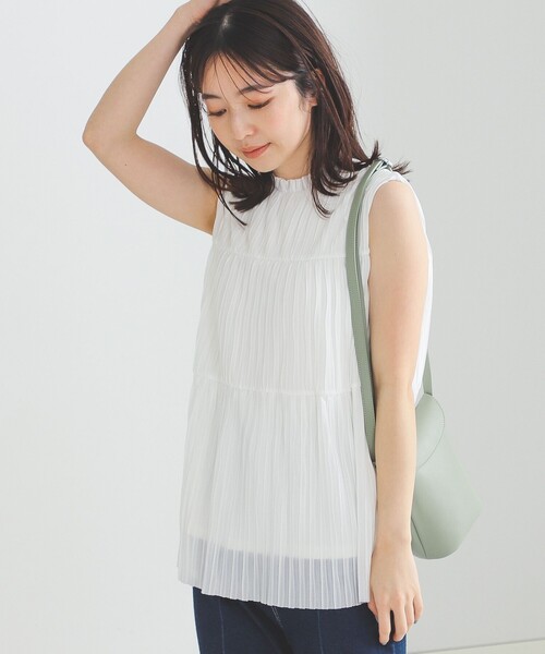 BEAMS HEART（ビームスハート）の「BEAMS HEART / ハイネック プリーツプルオーバー（シャツ/ブラウス・レディース・ブラック/オフホワイト/ミント/パープル系その他5・FREE）」の7枚目の写真