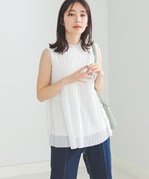 BEAMS HEART（ビームスハート）の「BEAMS HEART / ハイネック プリーツプルオーバー（シャツ/ブラウス・レディース・ブラック/オフホワイト/ミント/パープル系その他5・FREE）」の8枚目の写真