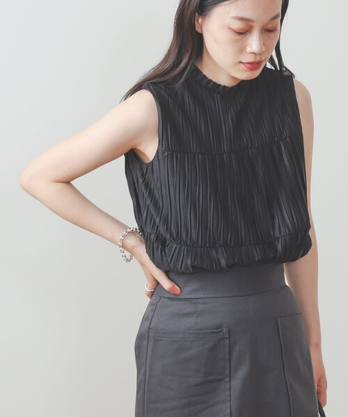 BEAMS HEART（ビームスハート）の「BEAMS HEART / ハイネック プリーツプルオーバー（シャツ/ブラウス・レディース・ブラック/オフホワイト/ミント/パープル系その他5・FREE）」の15枚目の写真