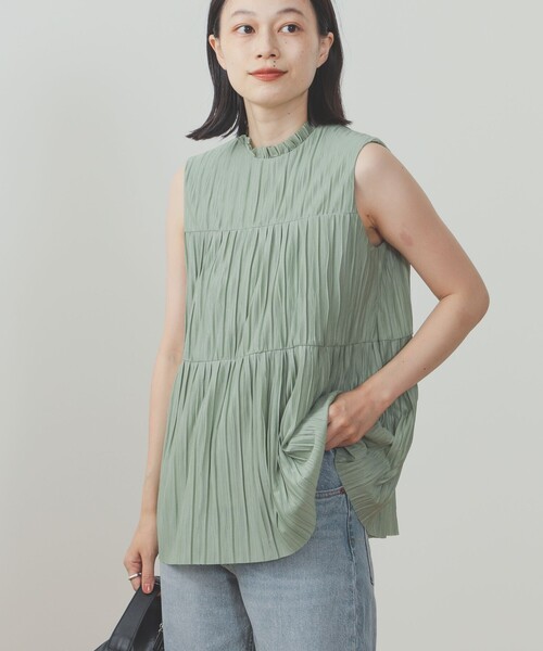 BEAMS HEART（ビームスハート）の「BEAMS HEART / ハイネック プリーツプルオーバー（シャツ/ブラウス・レディース・ブラック/オフホワイト/ミント/パープル系その他5・FREE）」の19枚目の写真