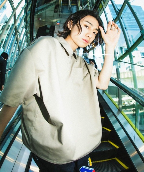 A'gem（エージェム）の「『A'gem/エージェム』半袖HARF ZIP WORK SH/ハーフZIPワークシャツ（シャツ/ブラウス・メンズ・ブラック/ベージュ/グリーン/サックスブルー・FREE）」の16枚目の写真