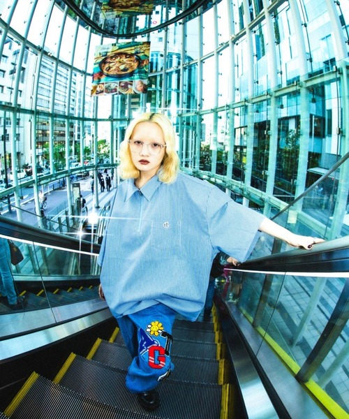 A'gem（エージェム）の「『A'gem/エージェム』半袖HARF ZIP WORK SH/ハーフZIPワークシャツ（シャツ/ブラウス・メンズ・ブラック/ベージュ/グリーン/サックスブルー・FREE）」の7枚目の写真