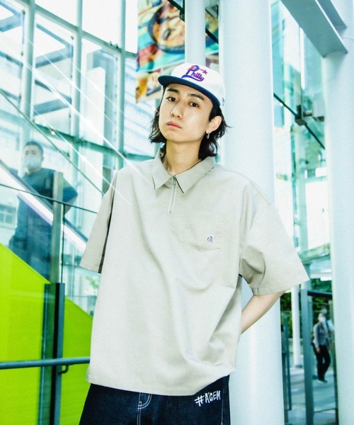 A'gem（エージェム）の「『A'gem/エージェム』半袖HARF ZIP WORK SH/ハーフZIPワークシャツ（シャツ/ブラウス・メンズ・ブラック/ベージュ/グリーン/サックスブルー・FREE）」の17枚目の写真