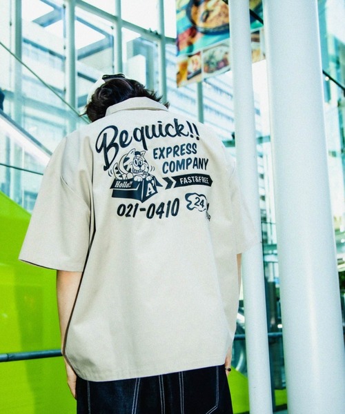 A'gem（エージェム）の「『A'gem/エージェム』半袖HARF ZIP WORK SH/ハーフZIPワークシャツ（シャツ/ブラウス・メンズ・ブラック/ベージュ/グリーン/サックスブルー・FREE）」の19枚目の写真