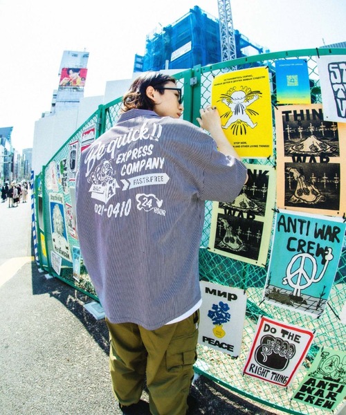 A'gem（エージェム）の「『A'gem/エージェム』半袖HARF ZIP WORK SH/ハーフZIPワークシャツ（シャツ/ブラウス・メンズ・ブラック/ベージュ/グリーン/サックスブルー・FREE）」の11枚目の写真